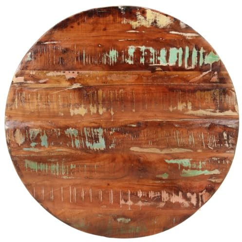 vidaXL Tischplatte, Holzplatte Platte für Tisch Esstisch Couchtisch, Ersatztischplatte Rund, Massivholzplatte, Ø 90x3,8cm Altholz Massiv