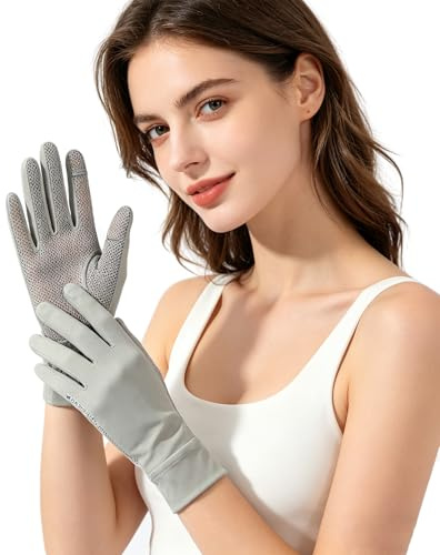 Ice Silk Gloves Driving Gloves UV Protection Gloves Sunblock Gloves Summer Gloves Touch screen Full Finger Gloves Non-Slip Cycling Hiking Gloves Cool Sunscreen Mittens Mesh Sun Gloves for Outdoor