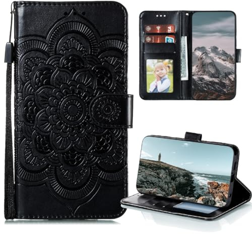 SIYOPINPFY Handyhülle für Xiaomi 13T / 13T Pro Hülle, Premium Leder Wallet Schutzhülle Klappbar für Redmi K60 Ultra, Kartenfach Ständer Magnet Handytasche Klapphülle für Xiaomi 13T Pro Schwarz LD