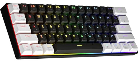 Newmen GM610 Wireless Mechanical Keyboard,60% USB C Wired/Bluetooth/2.4Ghz RGB Backlit Compact Hot Swappable Keyboard,White Anti-Ghosting PC Mac Windows Android Gaming Keyboard (BlackWhite/Red Switch)