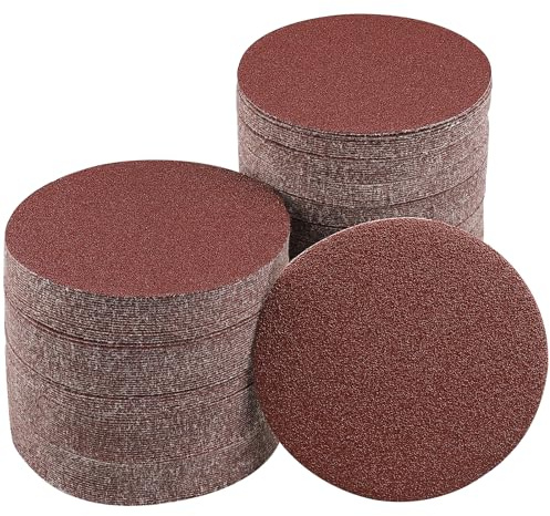 Sruhrak 100 Pièces Disque Ponçage 125mm 60 Grain Ponceuse Excentrique | Disque abrasif 125mm Sans Trous, Rond pour Ponceuse Excentrique et Meuleuse, fixation Velcro pour Bois et Métal