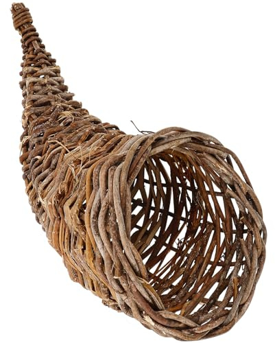 Cesto in Vimini a Forma Di Corno Di Bue, Cestino Per Pane E Snack, Decorazione Per Casa, Grigio, 12.2x5.7x5.3 Pollici