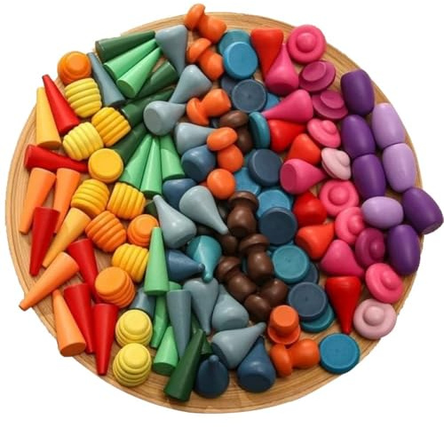 Zghhc 243 Stück Holz-Regenbogen-stapelspielzeug, Lose Teile, Spielmaterialien, Lernen, Pädagogische Form, Sortierung, Sensorisches Spiel, Montessori-Spielzeug