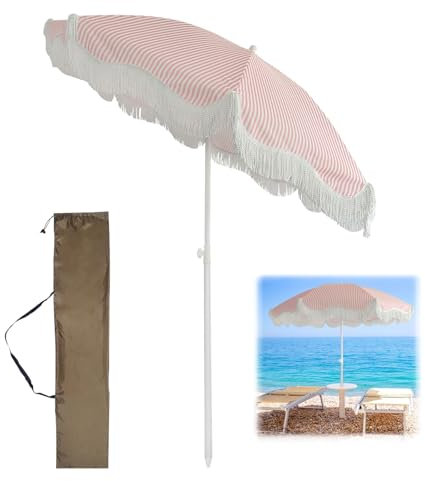 Ggipxalatyr Parasol À Frange Plage Inclinable，Parasol Rond Protection Solaire UV50+，Parasol De Jardin Anti Vent, Parasol De Table Exterieur，Parasol Exotique pour Balcon Patio Balcon Terrasse
