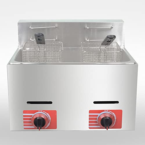 Friteuse Commerciale à gaz Commerciale, 10 L, 20 L, monocylindre, Deux cylindres, Grande capacité, friteuse à copeaux avec Panier et Couvercle Amovibles, friteuse à gaz extérieure pour resta