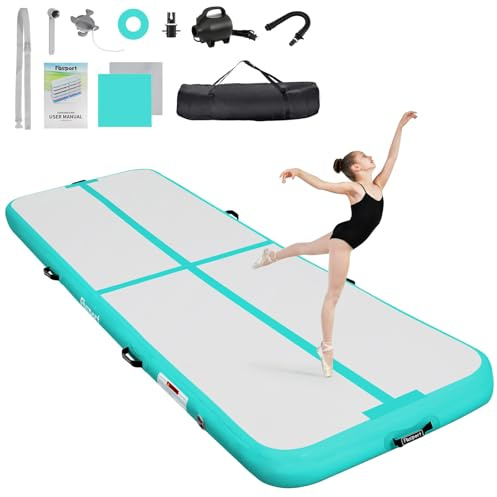 FBSPORT 20 cm tjock och större gymnastikmatta, 3 m uppblåsbar träningsmatta med ficka och luftpump/används för gymnastik/träning/gymnastik/Taekwondo-gym