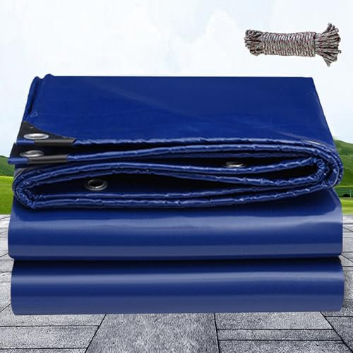 Premium Abdeckplane mit Ösen 1.2 x 4 m Wasserdicht, Ösen, Verstärkte Ecken, Rechteckig Hochwertige PVC Teichfolie für LKW, Pool, Holz Gartenmöbel, Blau