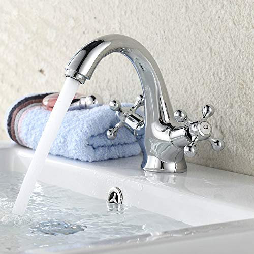 DLNTXFDG Wasserhahn Europäische Doppelgriff-Badarmaturen Antiker Wasserhahn Massivmessing Bronze Küchenarmaturen für Waschbecken Badezimmer Waschtischmischer Robinet Antike Wasserhahnabdeck