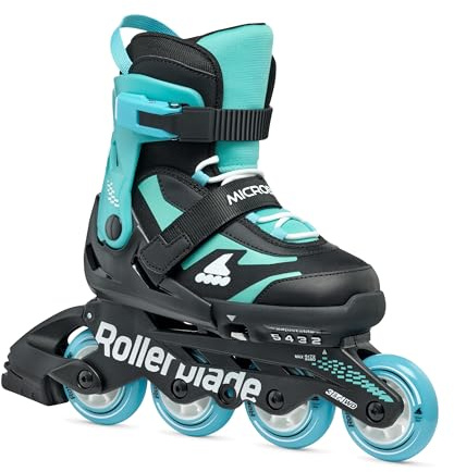 Rollerblade MICROBLADE, Inline-Skates für Kinder, Unisex Urban Inliner, Schwarz/Hellblau, 28-32