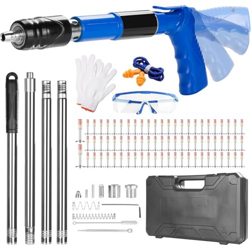 Beton Nagelpistole Set mit 120 Nägel für Nagelpistole, Verlängerungsstange, schwenkbare Stahlnagelpistole, 5 Gang Manuelle Nagelpistole für Stahl & Beton, Nietpistolenwerkzeug für Wandbefestigung
