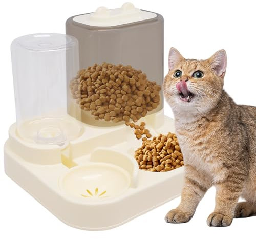 WSAMJIN Set di cibo automatico per gatti e distributore d'acqua, 2 in 1, per gatti a gravità, 1,5 l, distributore di acqua e mangiatoia, grande distributore di cibo per cani di piccola taglia