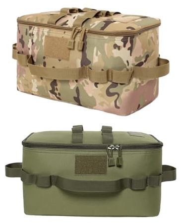 AidSci Pack of 2 Kitchen Utensils Organiser Bag, Portable Camping Cookware Storage Bag, Waterproof Utensils Cookware Canister Bag with Hanging Loop for Camping Hiking BBQ, a, Modern