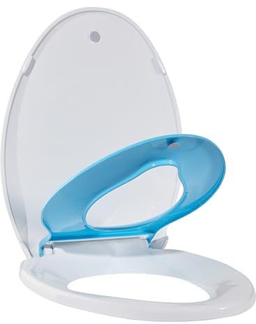 Toilet Seats Elongated,19 Extra Long Toilet Seat,Built-In Potty Training Seat for Toddlers,Safe & Durable PP Material,Quiet-Close Hinges, Easy Installation & Release with Hardware