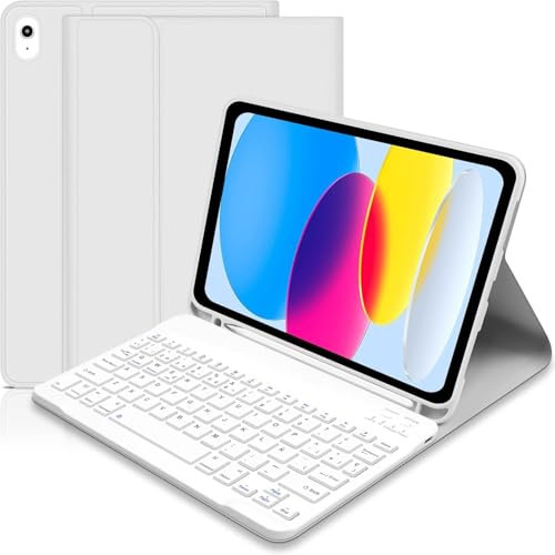 Lielax Funda con Teclado para for iPad A16 11ª /10ª Generación (10,9 Pulgadas 2022/11 Pulgadas A16 2025), Bluetooth Inalámbrico Desmontable Español Ñ Teclado para iPad 10/11 Gen, Gris