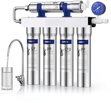 TIEOAXFT Purificateur d'eau UF Domestique, Filtre à Eau par Ultrafiltration, système de Filtre à Eau en Acier Inoxydable