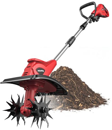Cordless Tiller Cultivator Compatible with Milwaukee 18V Battery, Tiller for Gardening 360RPM Electric Garden Tiller, Brushless Rototiller 9 Width 6.3 Depth for Lawn/Soil Cultivation (No Battery)