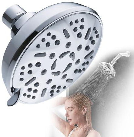 Shower Head, High Pressure Showerhead with 10 Spray Mode Settings,360° Adjustable Metal Swivel Joint Nozzles for Strong Water Flow - Easy Install Rain Showerhead for Relaxing Spa Experience