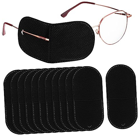 DRESSOOS 12 pièces pour Yeux Tissu Non Tissé Réutilisables Oculaires pour Cache Œil Amblyopie Large Noire Confort Respirant Usage et Voyage
