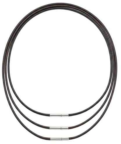 Nujvnuj 3PCS Leather Necklace Set - 45/50/70cm Adjustable Leather Cord with Clasps Waterproof & Hypoallergenic Jewelry for Men & Women (Black)