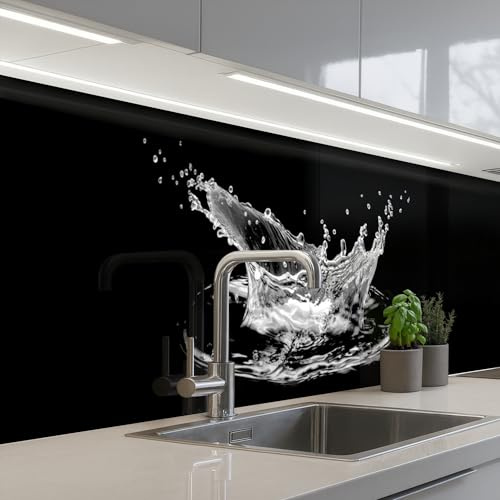 KitchenYeah© Credence Adhesive Pour Cuisine Panneau Mural Adhesif Fond | 60x250 cm - Hotte Plaque Pvc Murale Peel And Stick Protege Mur Eau - Éclaboussure - Noir