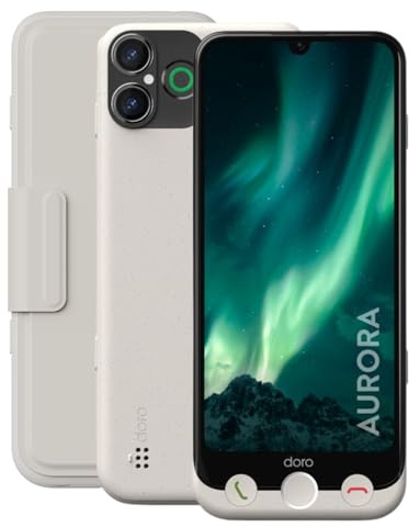 Doro - Aurora A30 Mobile Phone Wallet Case bundle- Senior Smartphone - Easy to Use - Assistance Button - Hearing Aid Compatible USB Cable Included - Graphite