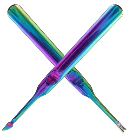 Set de 2 Empujadores de Cutículas de Acero Inoxidable para Manicura | Acabado de Doble Cara, Mini Formato, Uso en Salón y Hogar, Herramienta para Retirar Piel Muerta