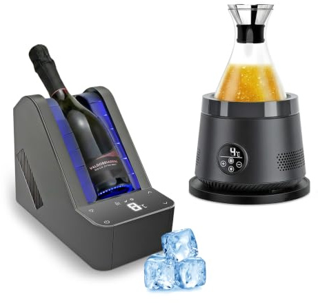 Cobalance Enfriador de vino eléctrico y decantador con tapa, 1600 ml, enfriamiento las 24 horas, aireador integrado, ideal para vino tinto y blanco, regalo elegante para los amantes del vino