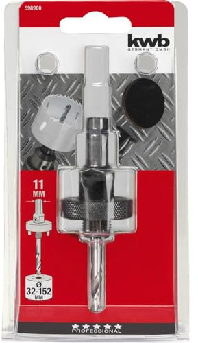 kwb Aufnahmeschaft für Bi-Metall Lochsägen mit 5/8''-18 UNF Gewinde 598900 (für Lochsägen Ø 32-152 mm, Sechskantschaft mit HSS Zentrierbohrer
