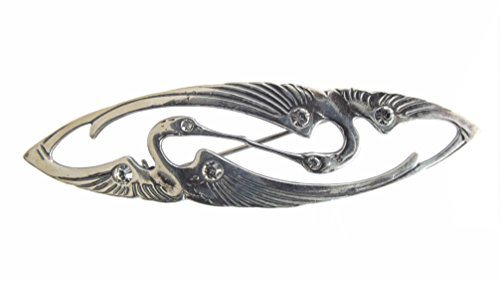 Brosche Kraniche 925 Silber klassisch Jugendstil