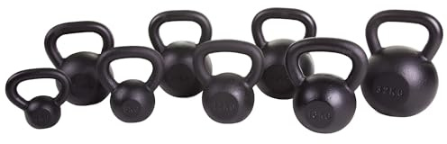 Sport-Thieme Gusseisen Kettlebell pulverbeschichtet | Hohe Langlebigkeit | Hochwertige Kugelhantel in 11 Gewichtsklassen: 4 kg - 40 kg | Schwarz | Markenqualität