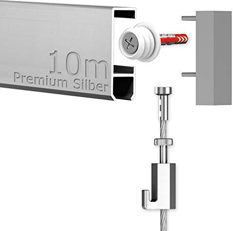 hang-it 10 Meter Premium Bilderschienen Galerieschienen - Komplett Set