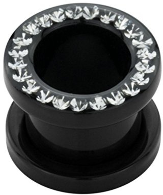 eeddoo Flesh Tunnel Plug Kristall Schwarz Acryl Kristallklar 8 mm