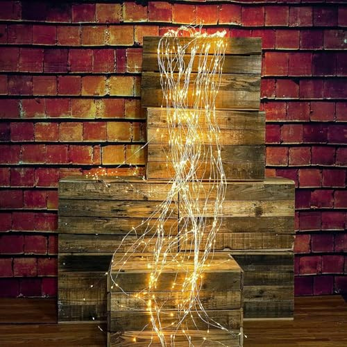 Gresonic 200 LED Lichterkette Außen Wasserfall Lichterbündel Lichterschweif mit Strom, Wasserdichte Lichterstrang für Gießkanne kinderzimmer camping balkon Aussen und Innen Deko Warmweiß