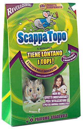SCAPPATOPO IL BIO-REPELLENTE 3 pezzi Repellente ecologico per allontanare i topi. Dissuasore Naturale per Topi. Allontana i Topi con la forza della Natura. Scaccia i roditori. Protezione Anti-Topo.