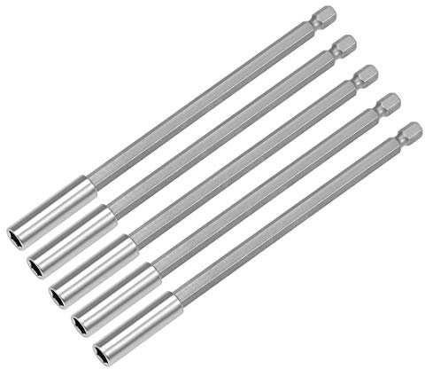 sourcing map 5 Pcs 1/4 Inch Hex Shank by 6 Inch Magnetic Bit Holder Extension, Quick Release Screwdriver Drill Bit Power Tool