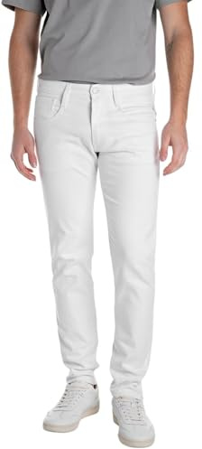 REPLAY Homme Anbass Jean Slim Not Applicable, Blanc (White 1), W33/L34 (Taille Fabricant: 33)