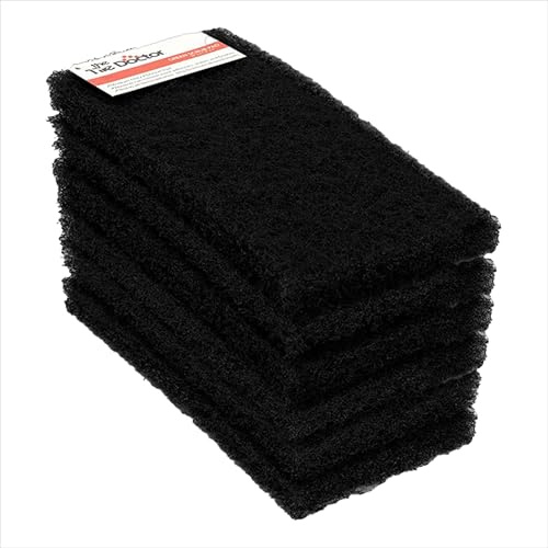 The Scrub Dr. by The Tile Doctor Extra Heavy Duty Black Scrub Pads (6 Pack) Large Scrubbing Sponges and Pads. Clean Bathrooms, Kitchens, Counters and Floors to Erase Grime