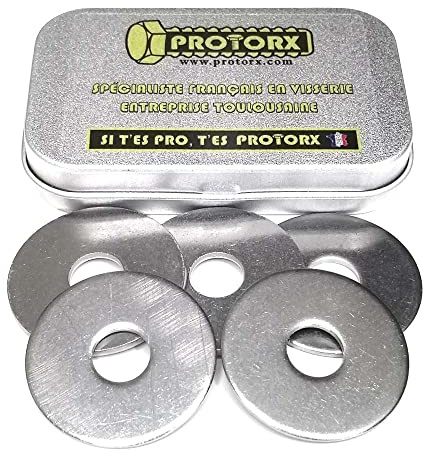 Rondelles Metal Inox M10 : Boite 5pcs Extra Large (Diam.int = 10,5mm x Diam.ext = 36mm) Plate Type LL en Acier Inoxydable A2 | Carrossier Bricolage Réparation | Anti-Corrosion Exterieur-Interieur