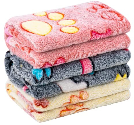 MICOOYO 3Pack Hundedecken Waschbar, Flauschige Fleece Hunde Decke für Katzen Kätzchen Welpen, Warme Decke mit Pfotenaufdruck für Kleine Mittlere und Große Hunde(XLarge)