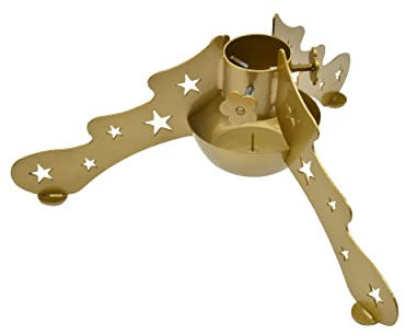 MORIA DESIGN Weihnachtsbaumständer aus Metall - Maße 59×69×26 cm, Pulverbeschichtet in Gold, inkl. Wasserbehälter - Christbaumständer für lebende Bäume