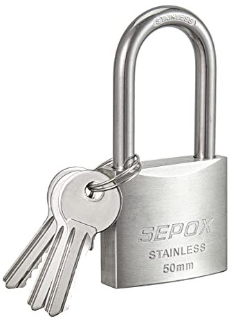 SEPOX® Lucchetto Esterno Con Chiave Gancio Lungo Impermeabile Acciaio Inox Chiusura Esterna per Shed Gate Boat Marine