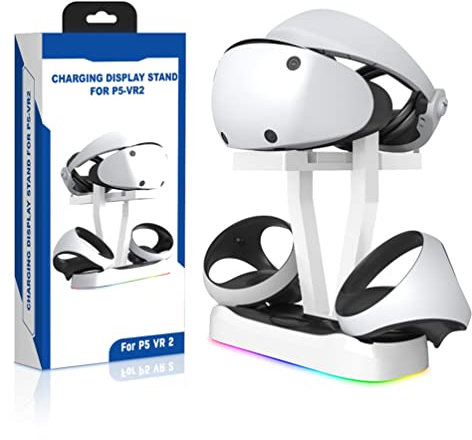 For P5 VR2 Dual Sense Controller Charging Base, for PVR2 Magnetic Charging Dock with RGB Lighting, VR2 Headset Display Stander VR Accessories