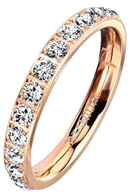 Mianova Titan Damen Ring Designer Verlobungsring Ehe Fingerring mit kleinen Kristallen Ewigkeitsring