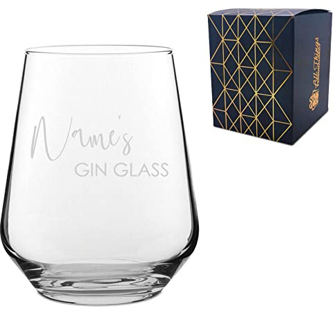 Personalised Engraved Allegra 15.5oz Tumbler with Name's Gin Glass Design, Personalise with Any Name for Any Occasion, Gift Box Included, Laser Engraved