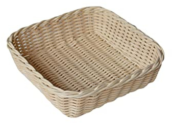 FB05 cestino svuotatasche portaoggetti in rattan naturale midollino - cestino quadrato portapane, cestino portaoggetti bagno - cestino vimini intrecciato (cm 25x25x06)