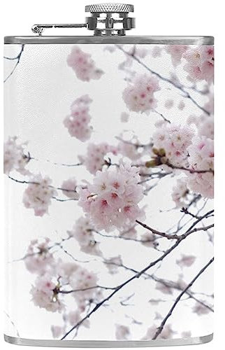 Fiaschetta con fiaschette personalizzate a imbuto,Ramo di fiori Prugna Inverno,Caraffa portatile in acciaio inossidabile per liquori