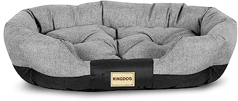 KING DOG Prestige Hundebett Tierbett Haustierbett Oval Wasserdichtes PVC Codura 100% Polyester Gewicht: 240gr/m2 Dunkelgrau (75x50cm)