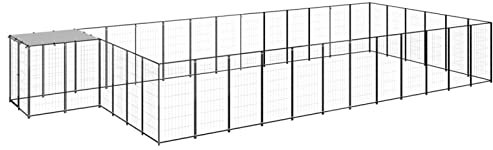 Camerina Hundezwinger Schwarz 22,99 m² Stahl HundehüTte Outdoor Hundehaus HaustierkäFig HundehüTte Outdoor Hunde Hundeauslauf DraußEn
