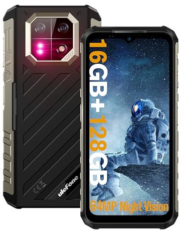 Ulefone Armor 22 Outdoor Handy Ohne Vertrag, 16GB+128GB+512GB Outdoor Smartphone, Android 13 Handy, 64MP Nachtsicht Kamera, 6600mAh Akku, 6.58 Zoll Display, Dual SIM 4G/NFC/GPS/OTG - Schwarz