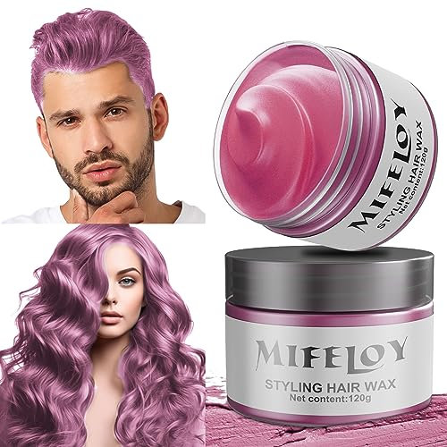 4,23 Unzen Rosa Temporäre Haartönung, Pink Instant Hair Cream Mud, Natürliche Haarfarbe Frisur Pomade, Unisex Styling Haartone Wax, 120g Haar Wachs für Party Cosplay Halloween Weihnachten
